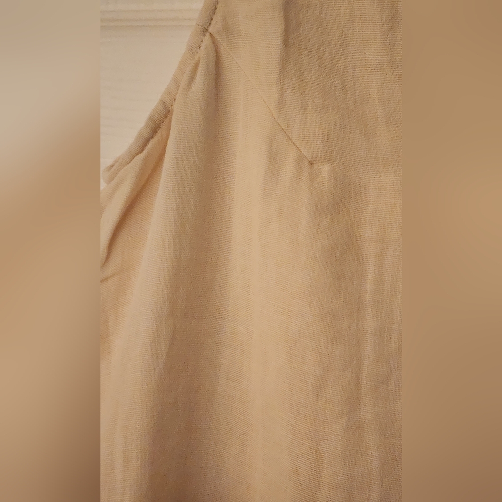 CALME By Johnny Was V-Neck Drape Cotton Lightweight Tank In Ecru - Picture 5 of 9